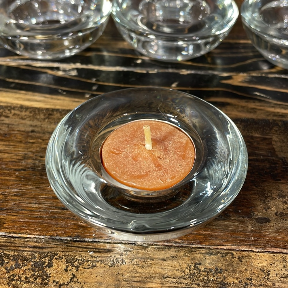 21 glass tea light holders - 1” x 3”